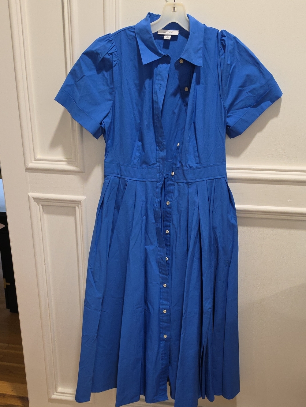 Alexis Cobalt Blue Button-Front Midi Dress